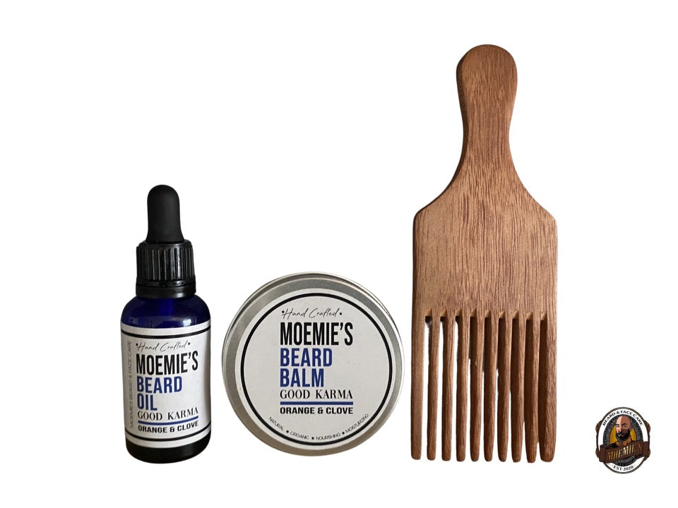 Beard oil, beard balm & comb